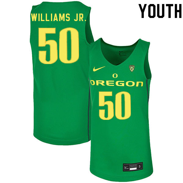 Youth #50 Eric Williams Jr. Oregon Ducks College Basketball Jerseys Sale-Green